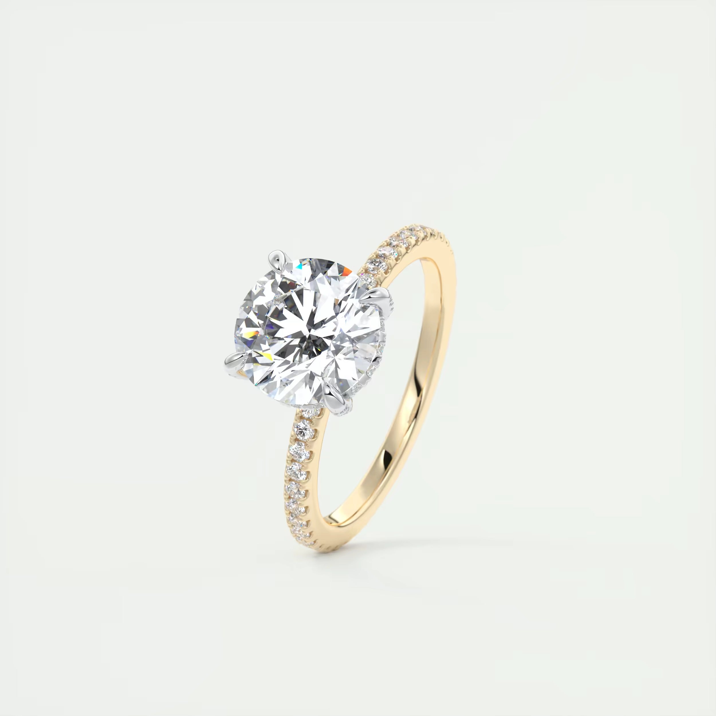 2.40 Ct The Glitter bomb Classic Round Center Pavé Encrusted Rings