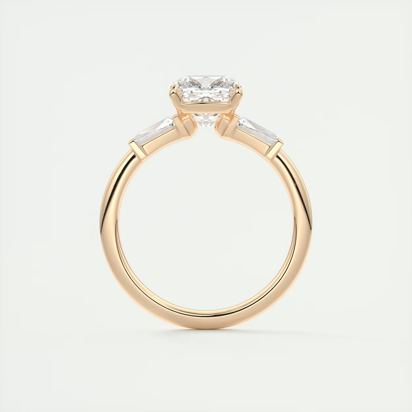 2.15 Ct Plunge Three Stone Cushion - Cushion Plunge Engagement Rings