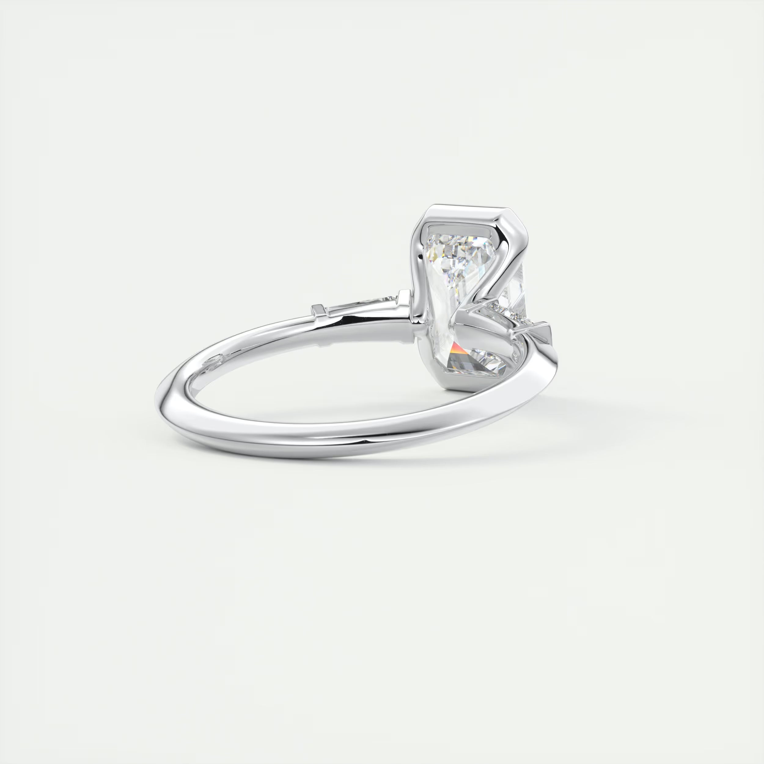 2.30 Ct Center Stone Emerald - Half Bezel Side Stone Tap Baguette Engagement Rings