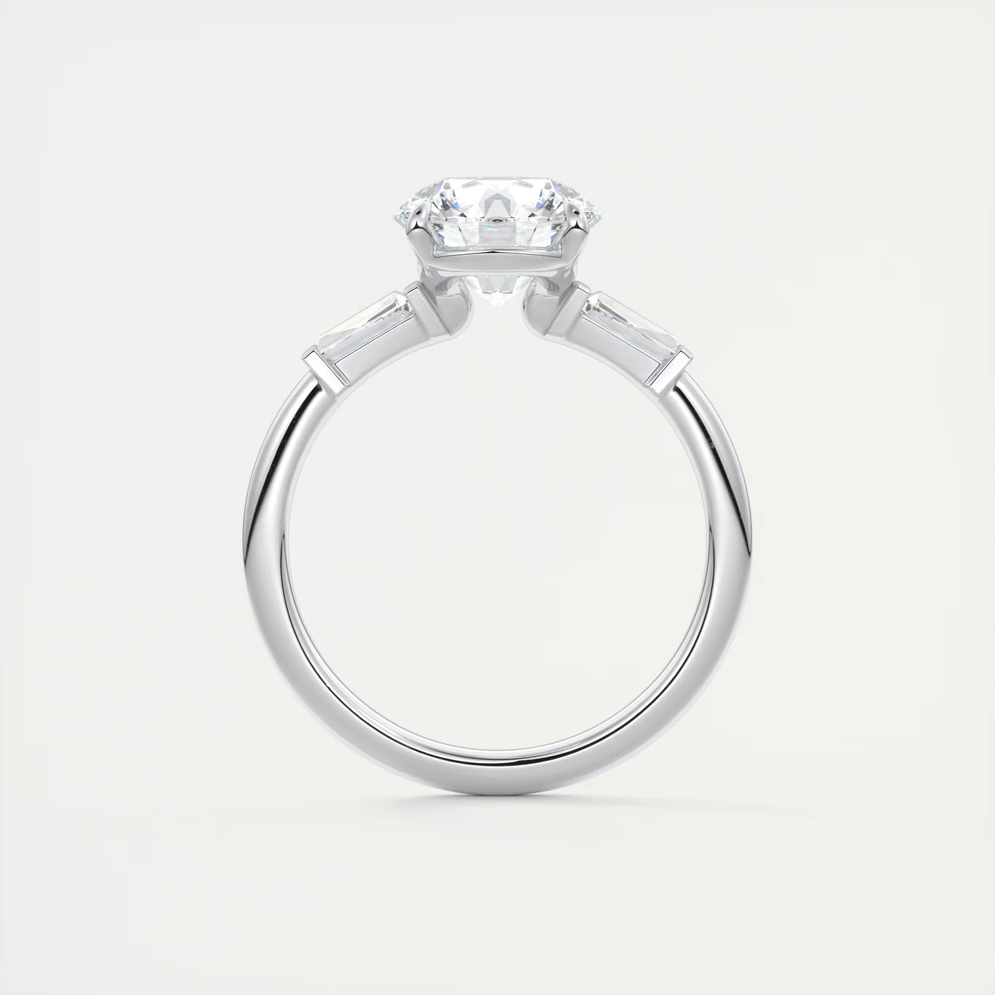 2.15 Ct Plunge Round Plunge Three Stone Engagement Rings