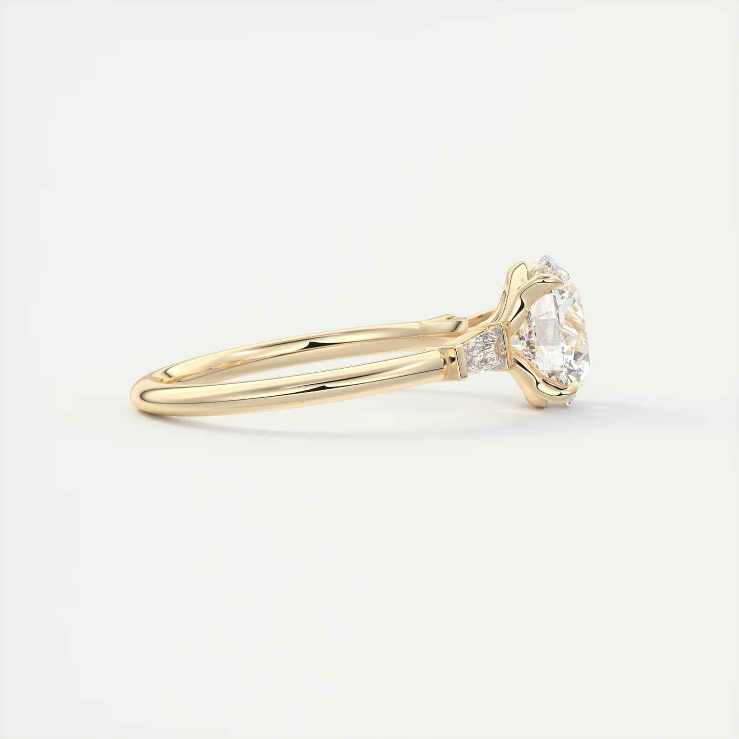 2.15 Ct Plunge Round Plunge Three Stone Engagement Rings