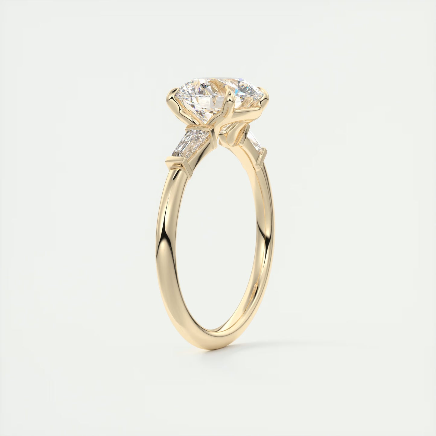 2.15 Ct Plunge Round Plunge Three Stone Engagement Rings