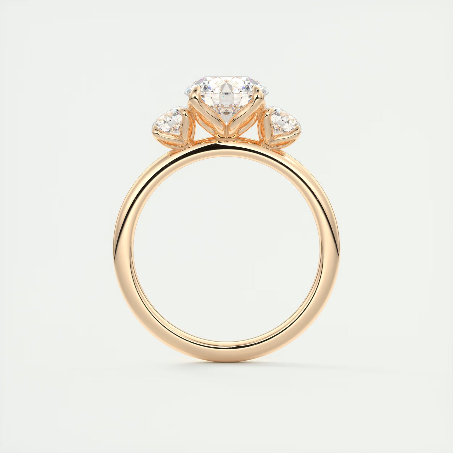 2.50 Ct Royale Round - Floral Three Stone Engagement Rings