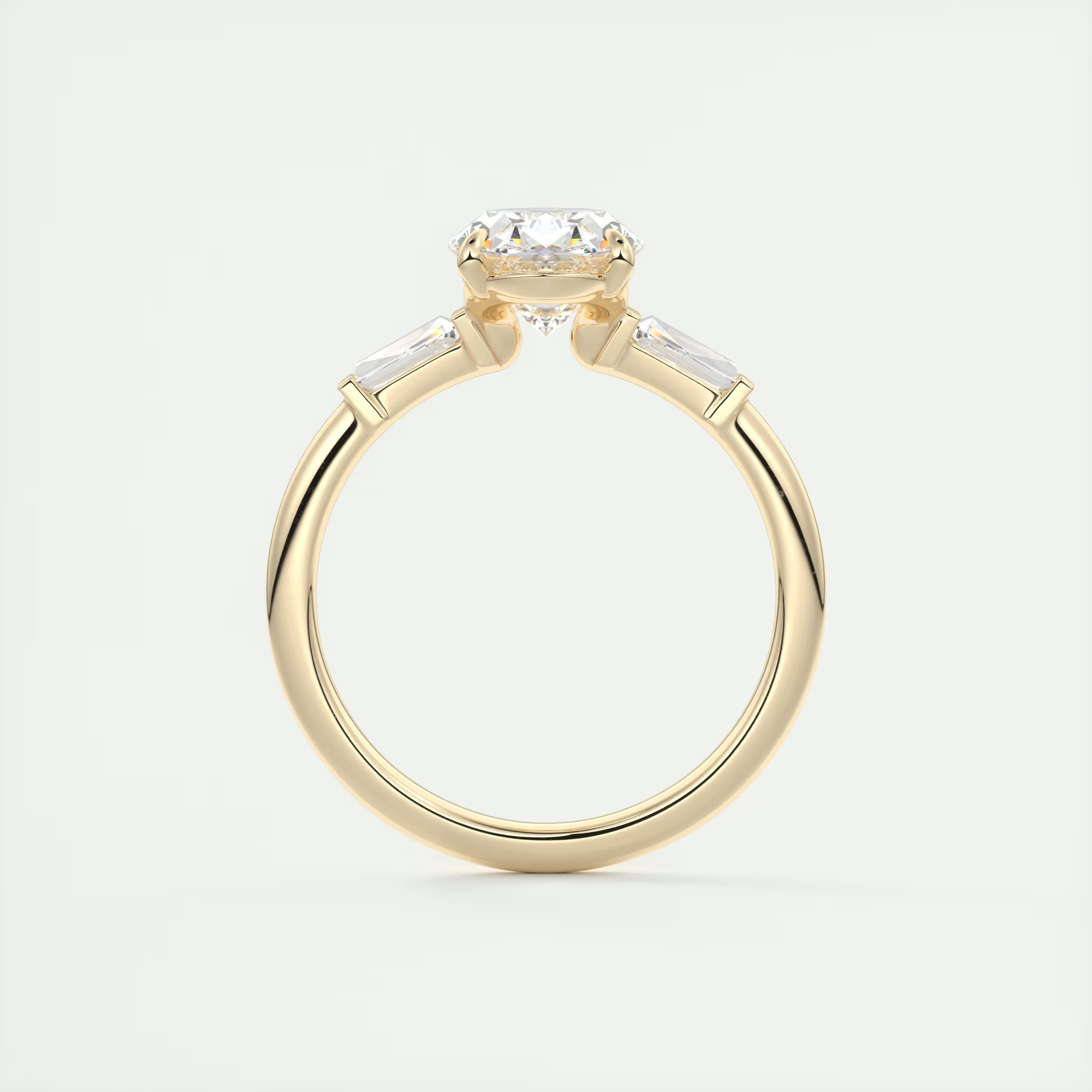 2.30 Ct Plunge Oval Plunge Three Stone Engagement Rings