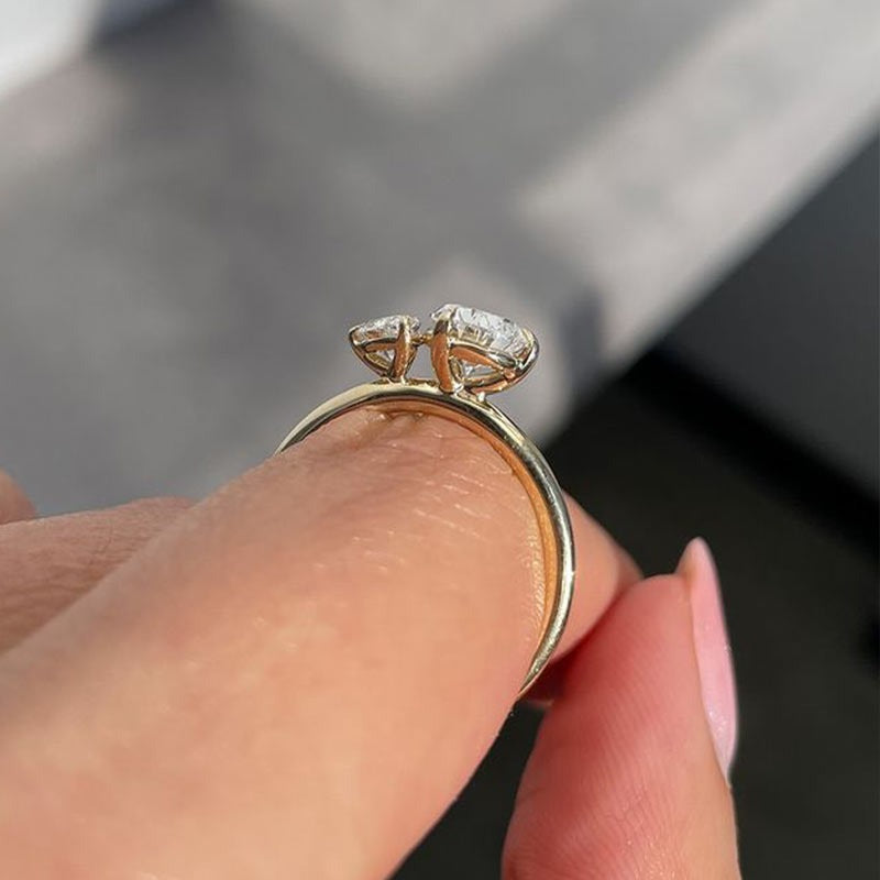 1.80 Ct Pear Cut Lab Grown Diamond Wedding Ring In 14K Gold