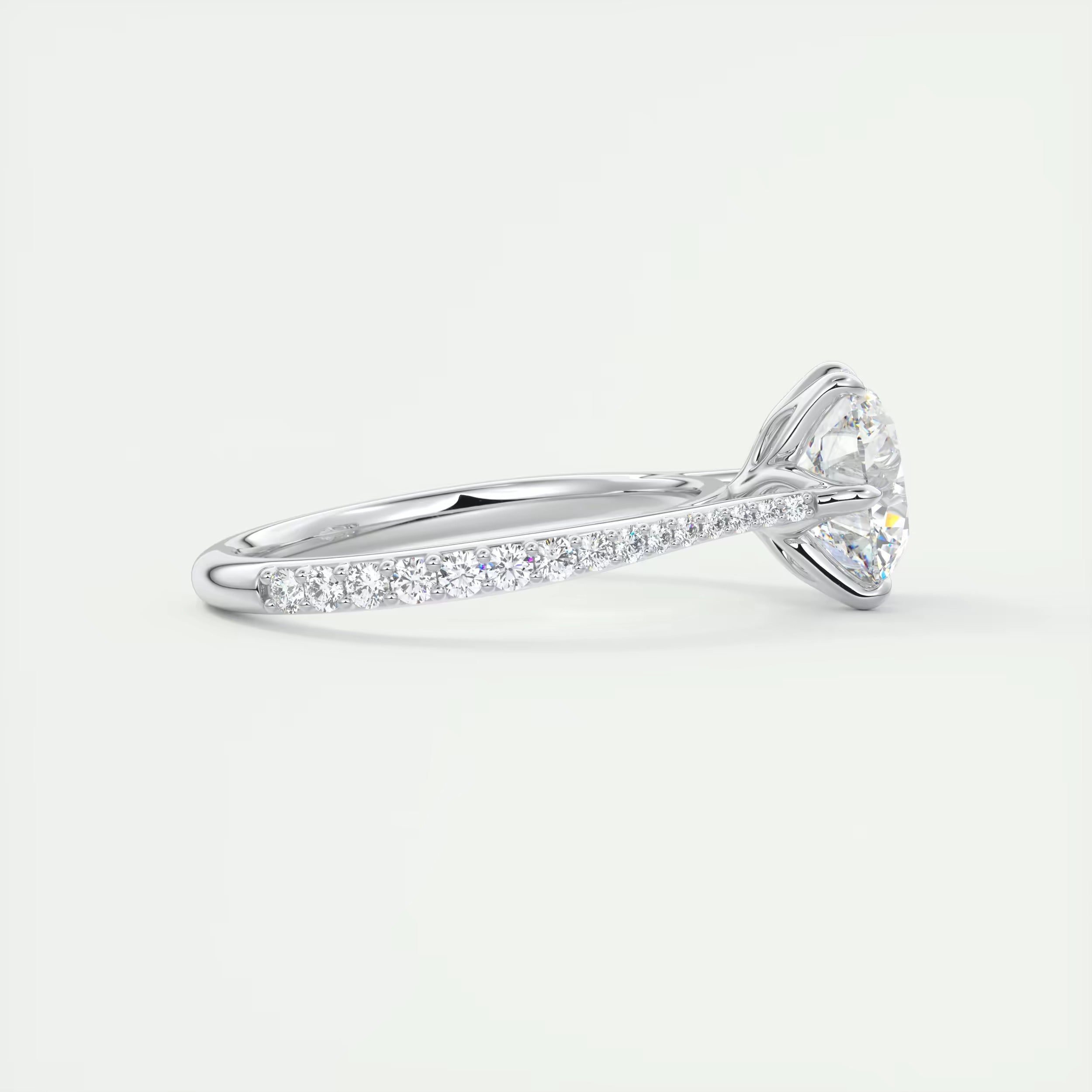 2.35 Ct Cathedral Royale Pavé Round Floral Basket Graduated Pave Six Prong Round Rings