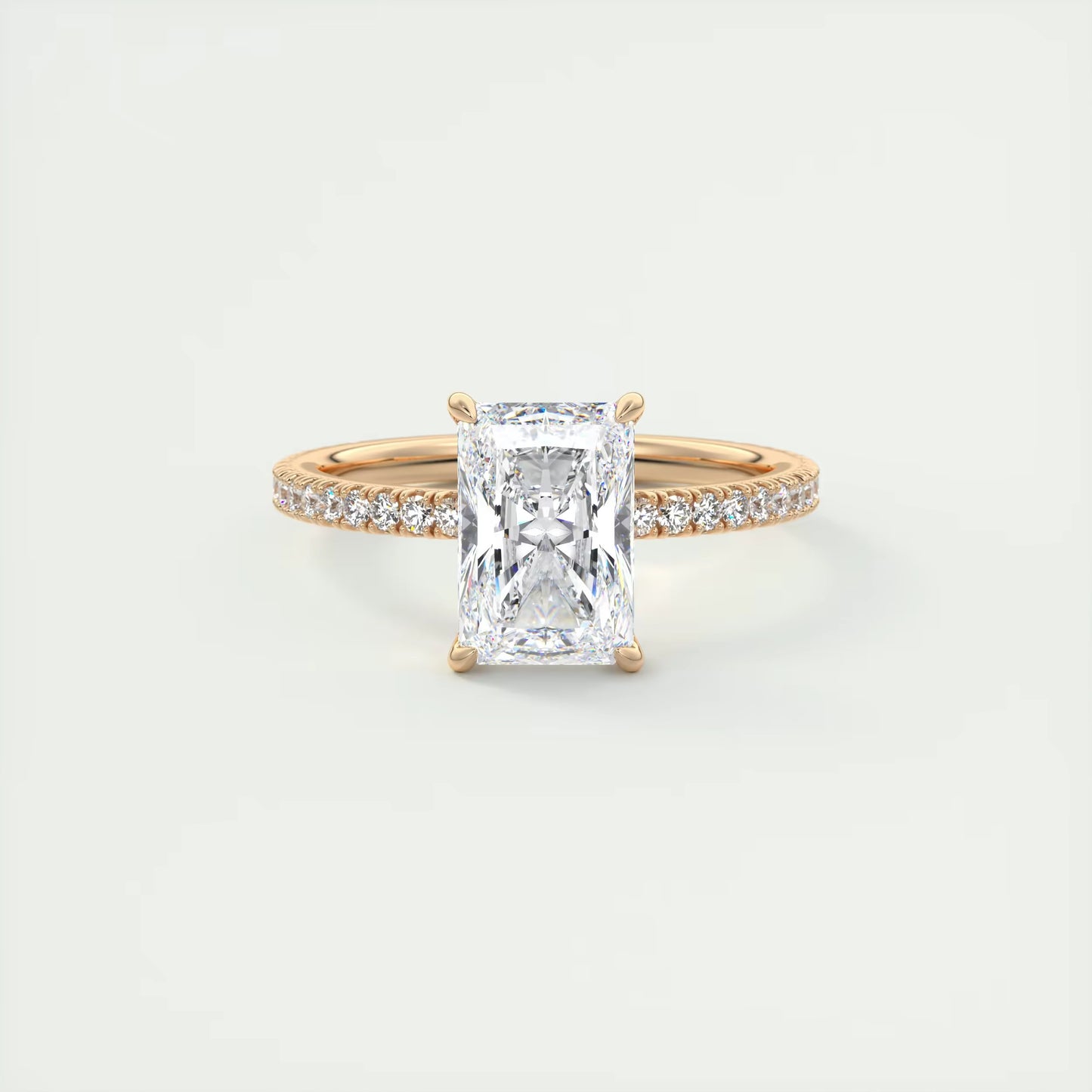 2.30 Ct Harper Pavé Radiant Center with 1.5mm French Set Pavé Ring