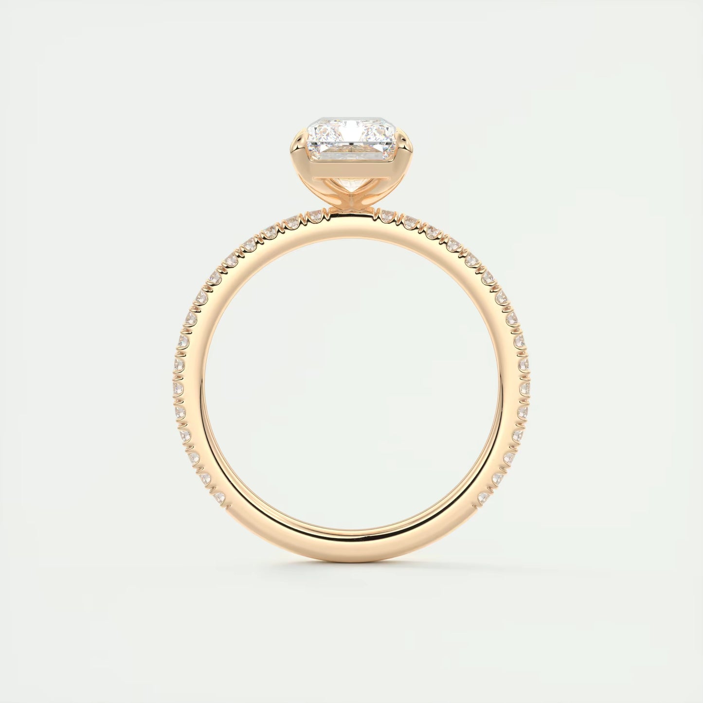 2.30 Ct Harper Pavé Radiant Center with 1.5mm French Set Pavé Ring