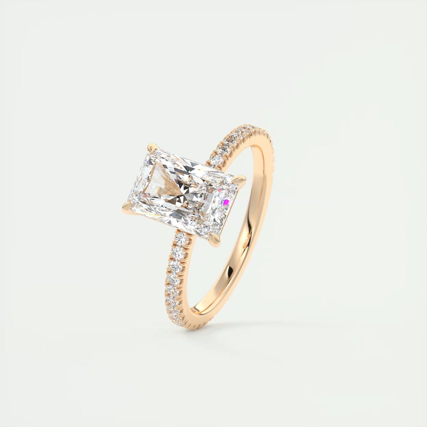 2.30 Ct Harper Pavé Radiant Center with 1.5mm French Set Pavé Ring