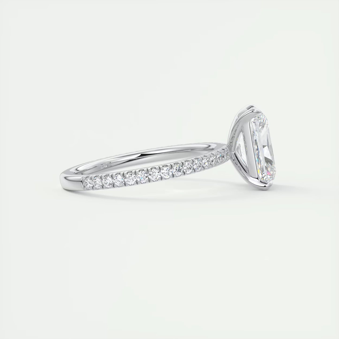 2.30 Ct Harper Pavé Radiant Center with 1.5mm French Set Pavé Ring