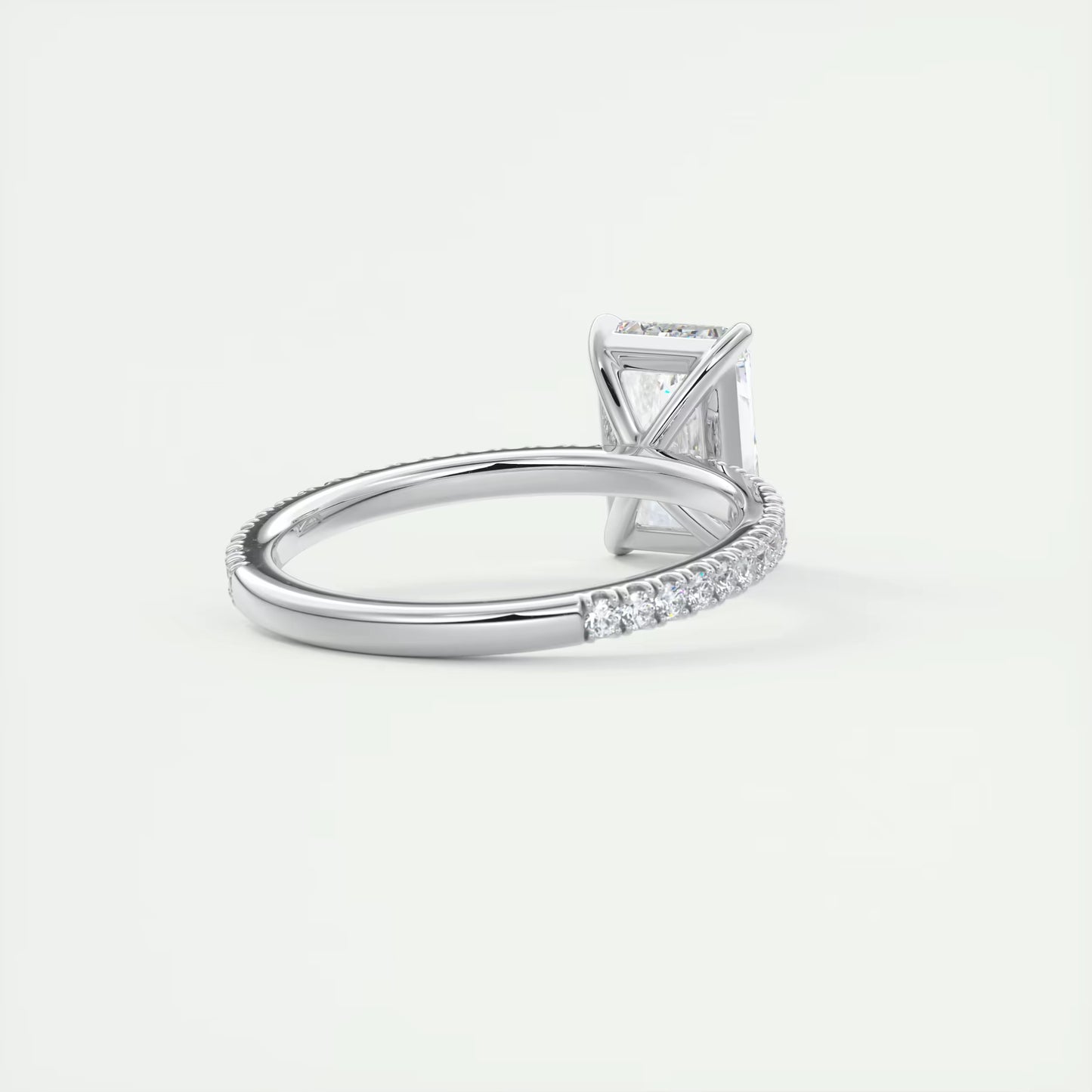 2.30 Ct Harper Pavé Radiant Center with 1.5mm French Set Pavé Ring