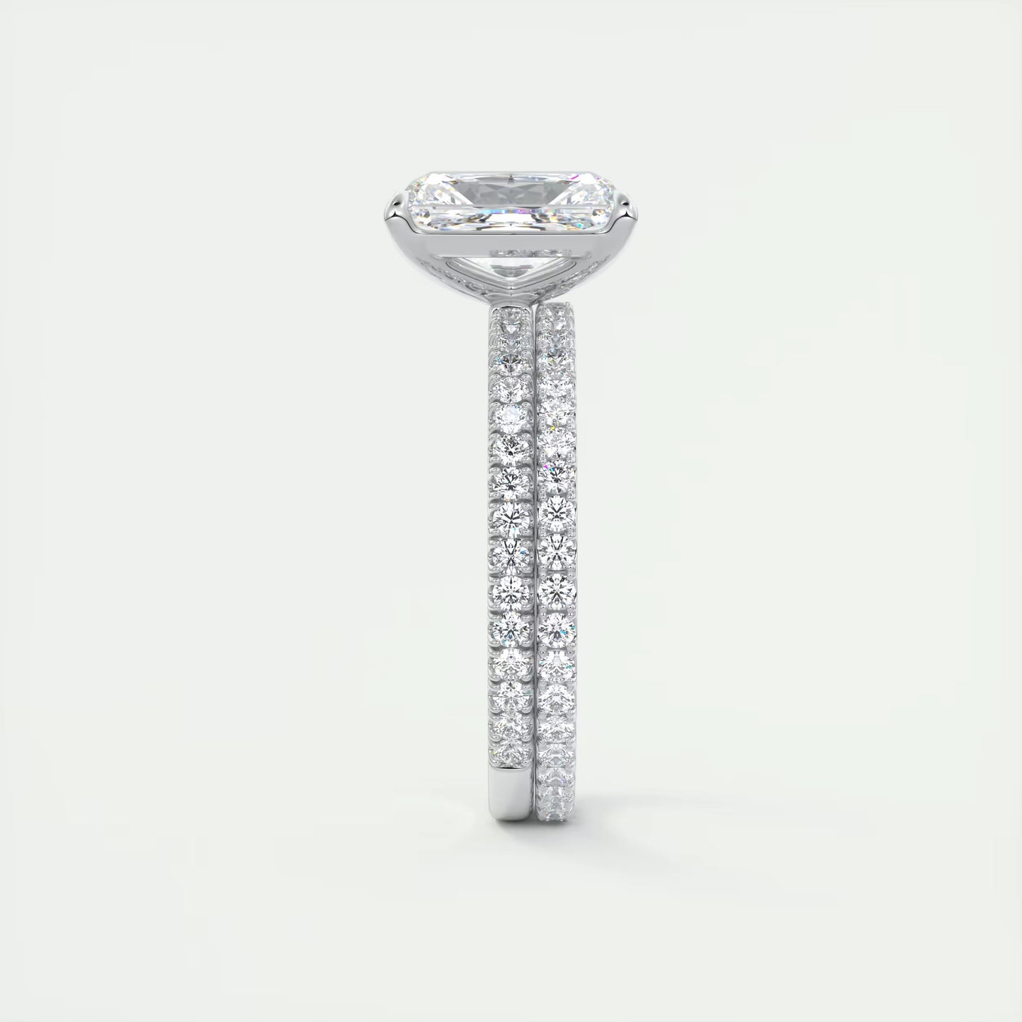 2.30 Ct Harper Pavé Radiant Center with 1.5mm French Set Pavé Ring