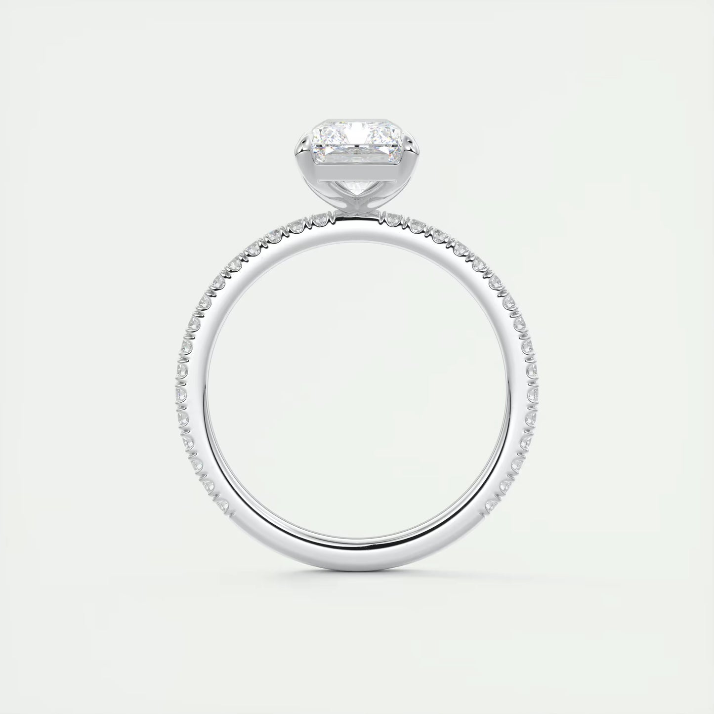 2.30 Ct Harper Pavé Radiant Center with 1.5mm French Set Pavé Ring