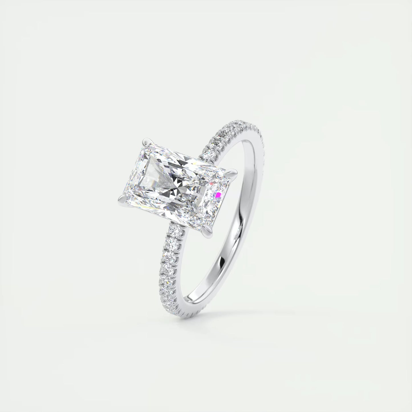 2.30 Ct Harper Pavé Radiant Center with 1.5mm French Set Pavé Ring