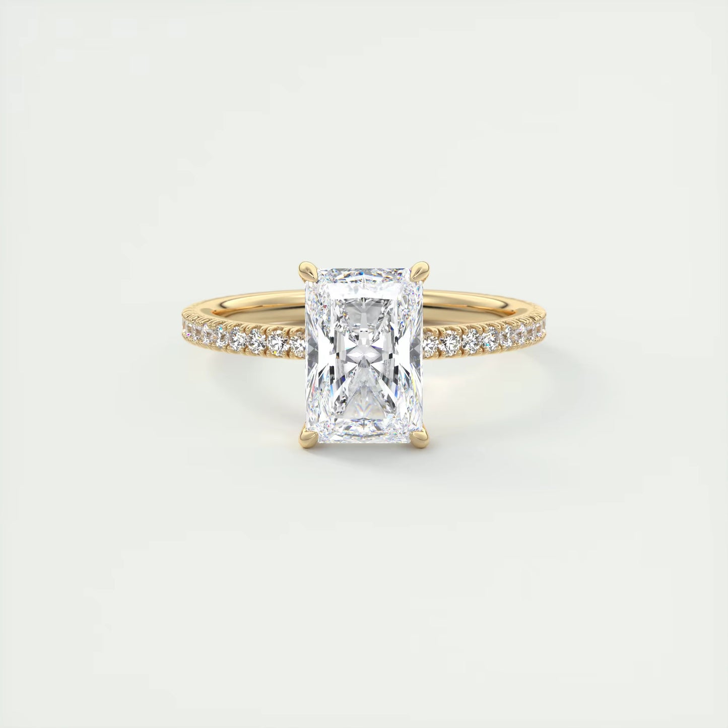 2.30 Ct Harper Pavé Radiant Center with 1.5mm French Set Pavé Ring