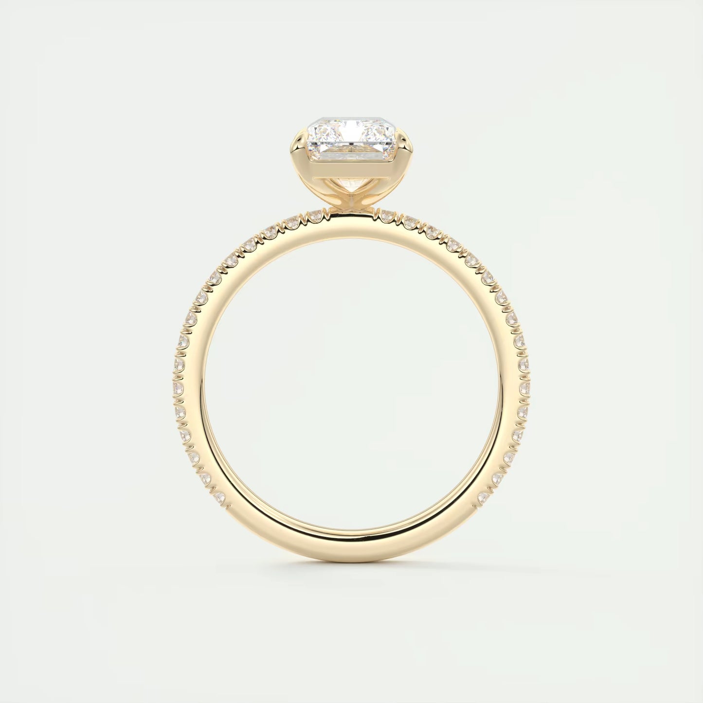 2.30 Ct Harper Pavé Radiant Center with 1.5mm French Set Pavé Ring