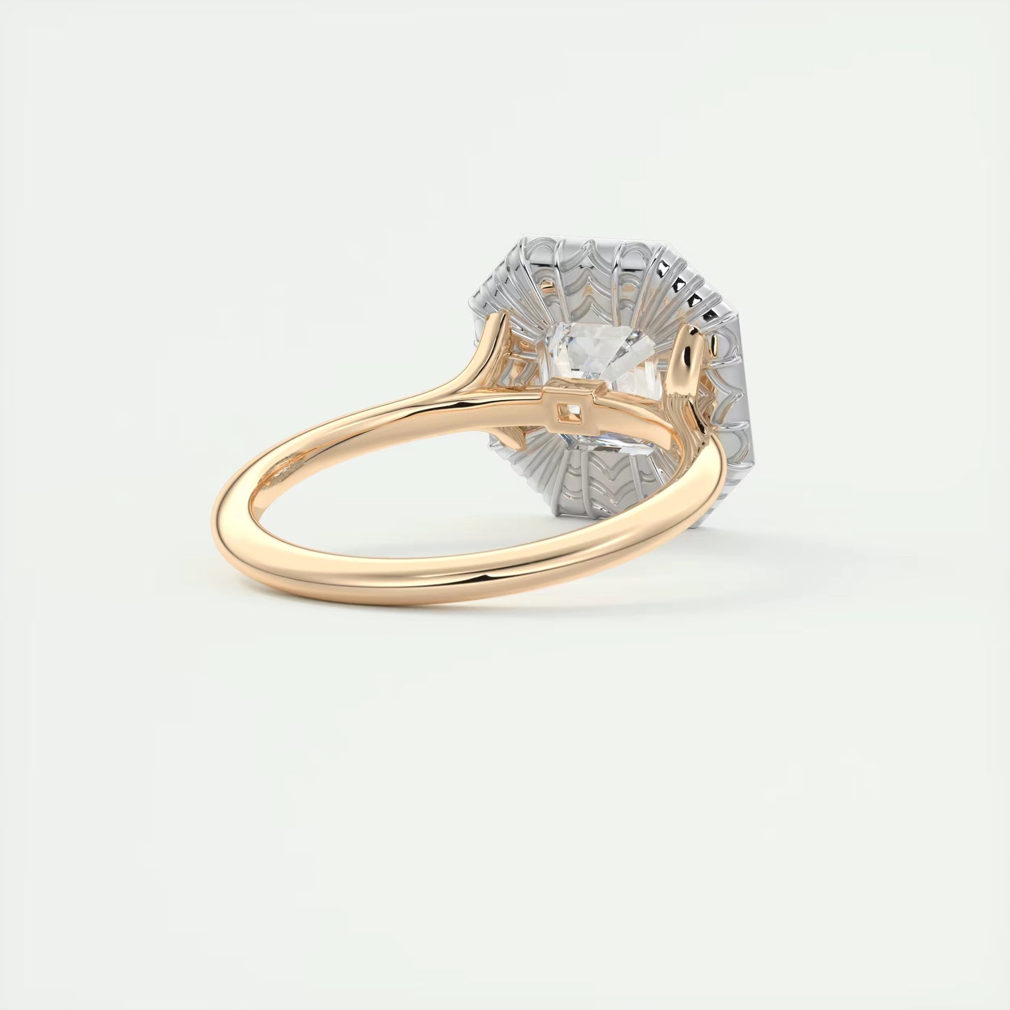 2.76 Ct The Deco Halo Asscher Center & Baguette Halo Ring