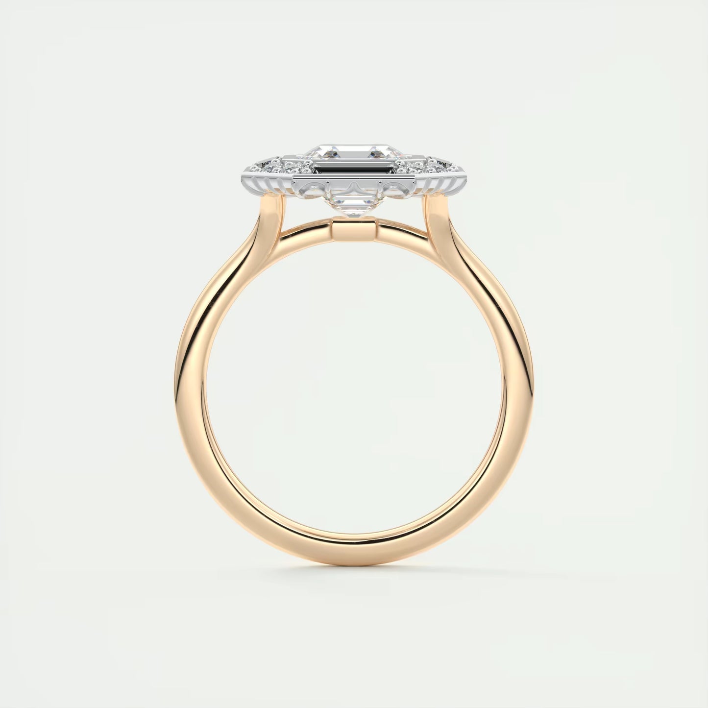 2.76 Ct The Deco Halo Asscher Center & Baguette Halo Ring