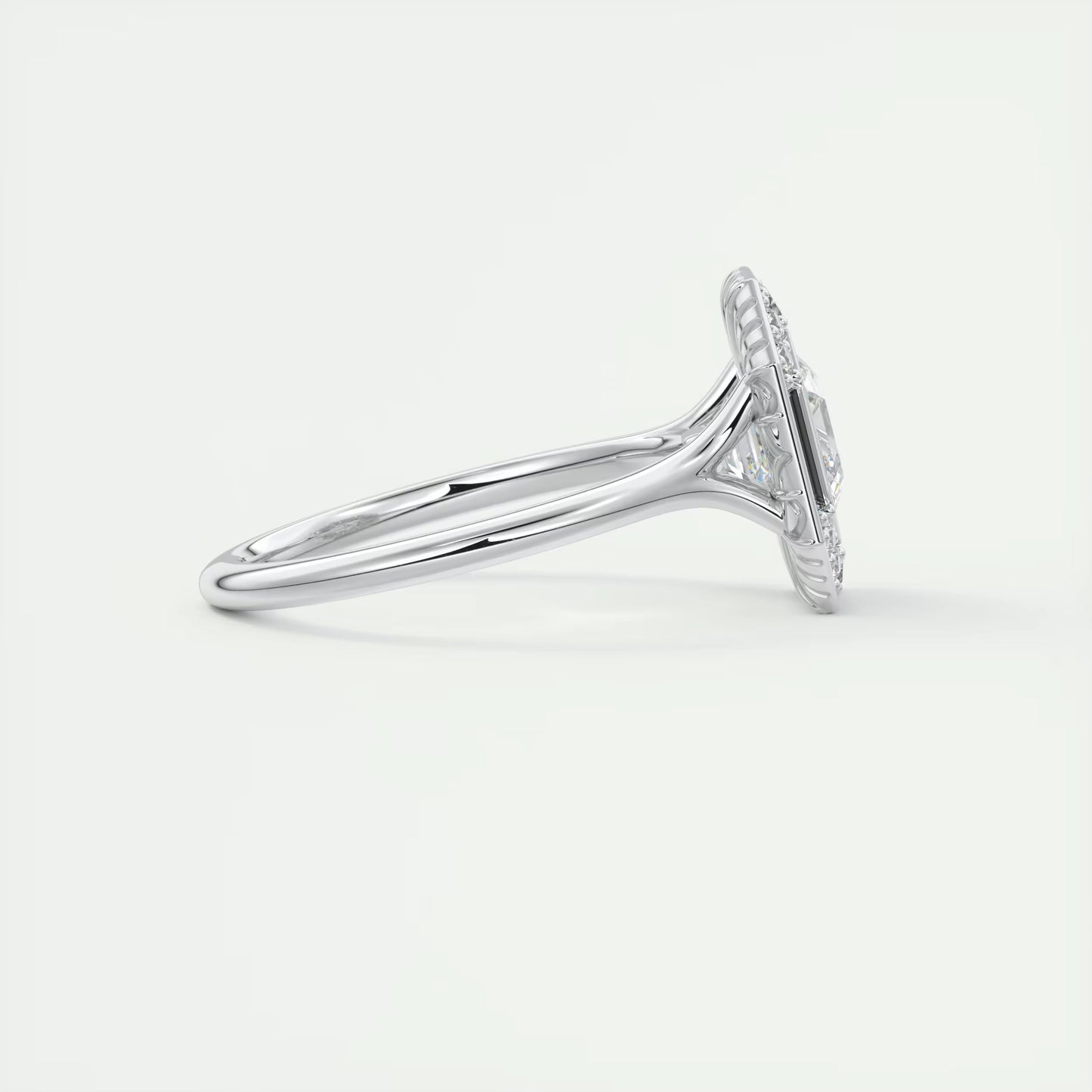 2.76 Ct The Deco Halo Asscher Center & Baguette Halo Ring