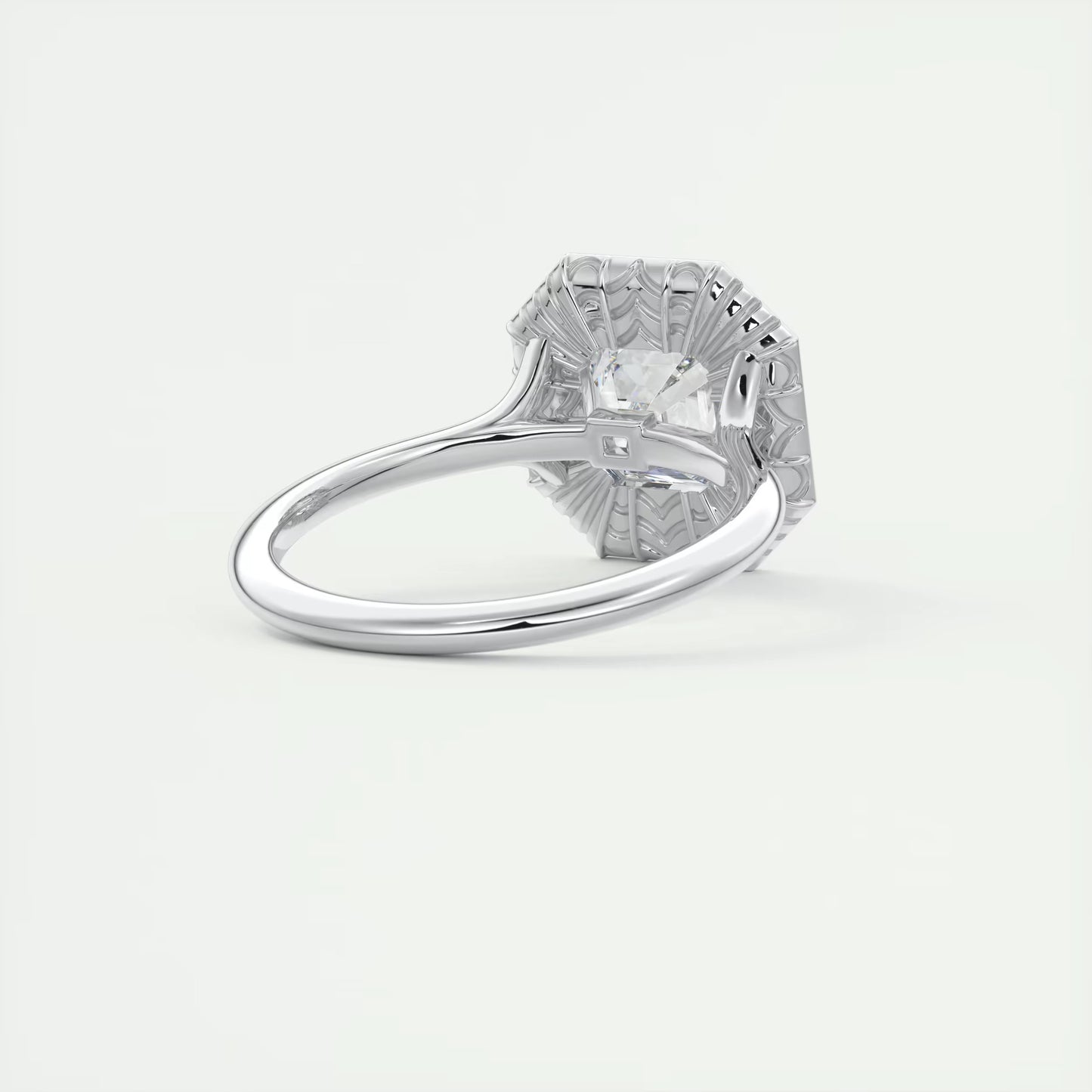 2.76 Ct The Deco Halo Asscher Center & Baguette Halo Ring