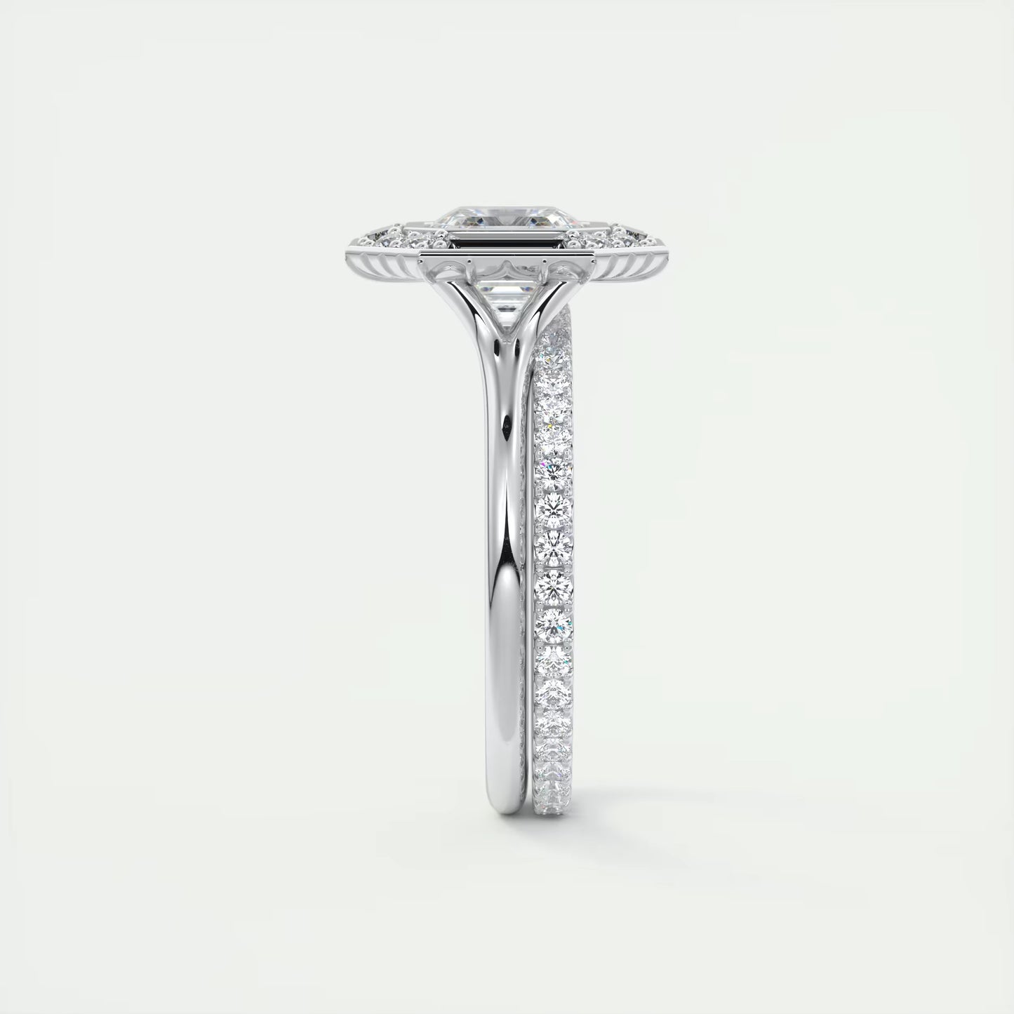 2.76 Ct The Deco Halo Asscher Center & Baguette Halo Ring