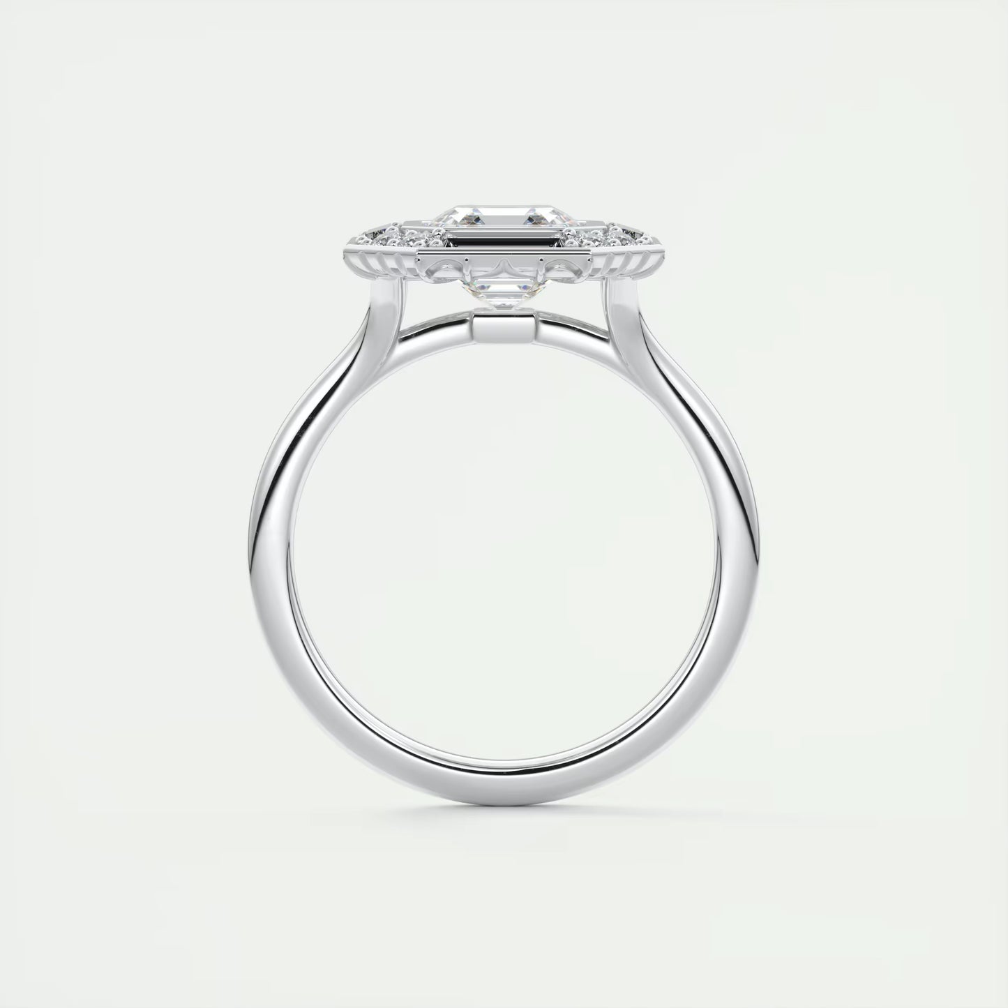 2.76 Ct The Deco Halo Asscher Center & Baguette Halo Ring