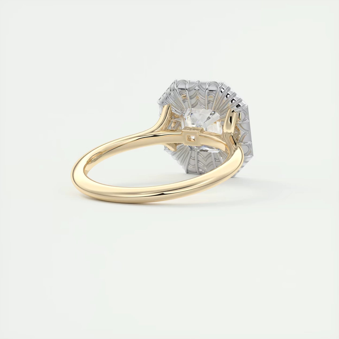 2.76 Ct The Deco Halo Asscher Center & Baguette Halo Ring