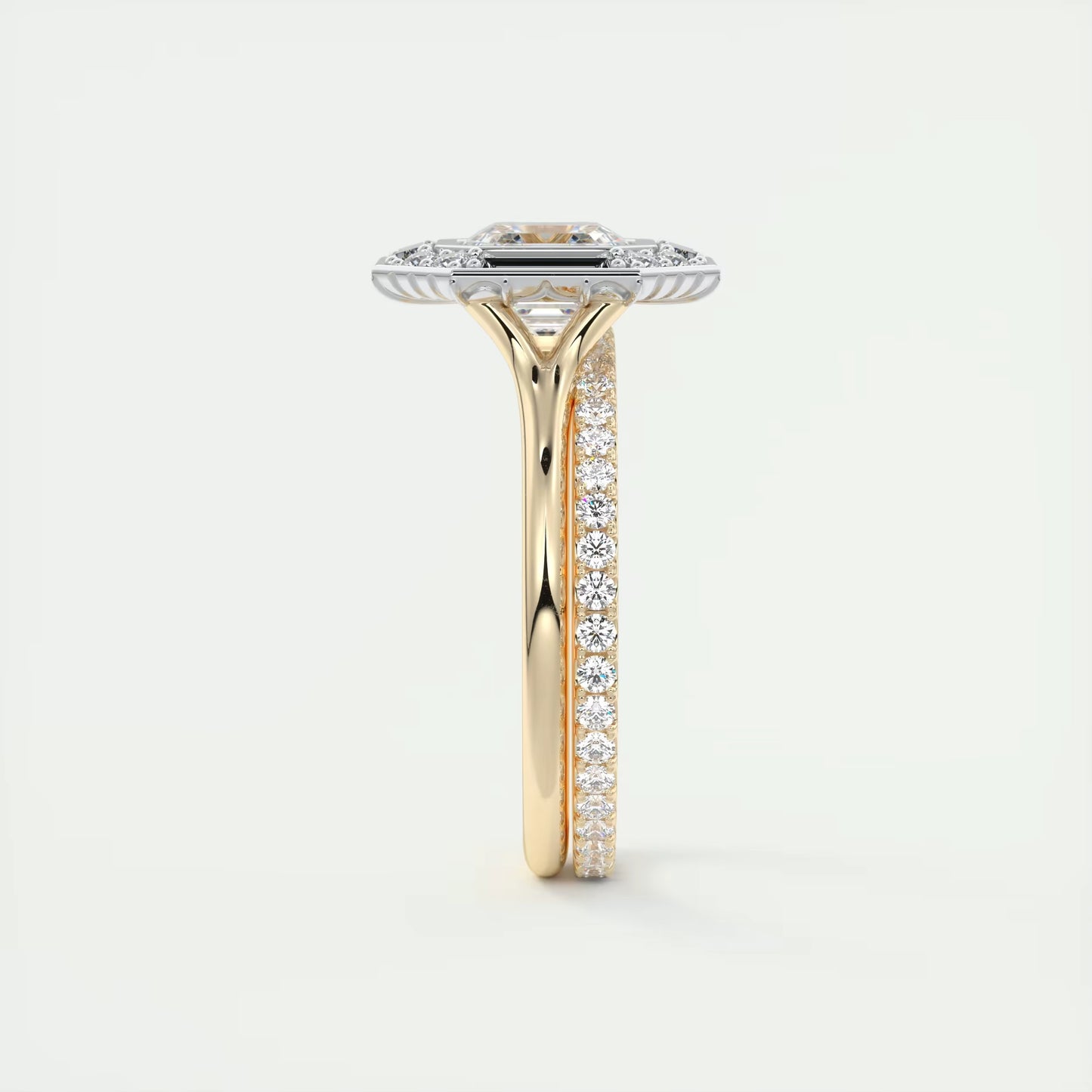 2.76 Ct The Deco Halo Asscher Center & Baguette Halo Ring