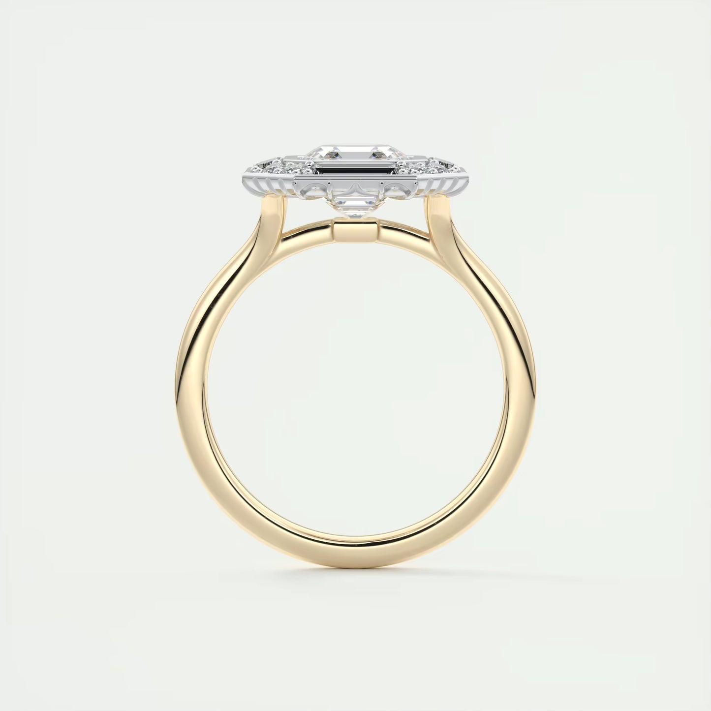 2.76 Ct The Deco Halo Asscher Center & Baguette Halo Ring