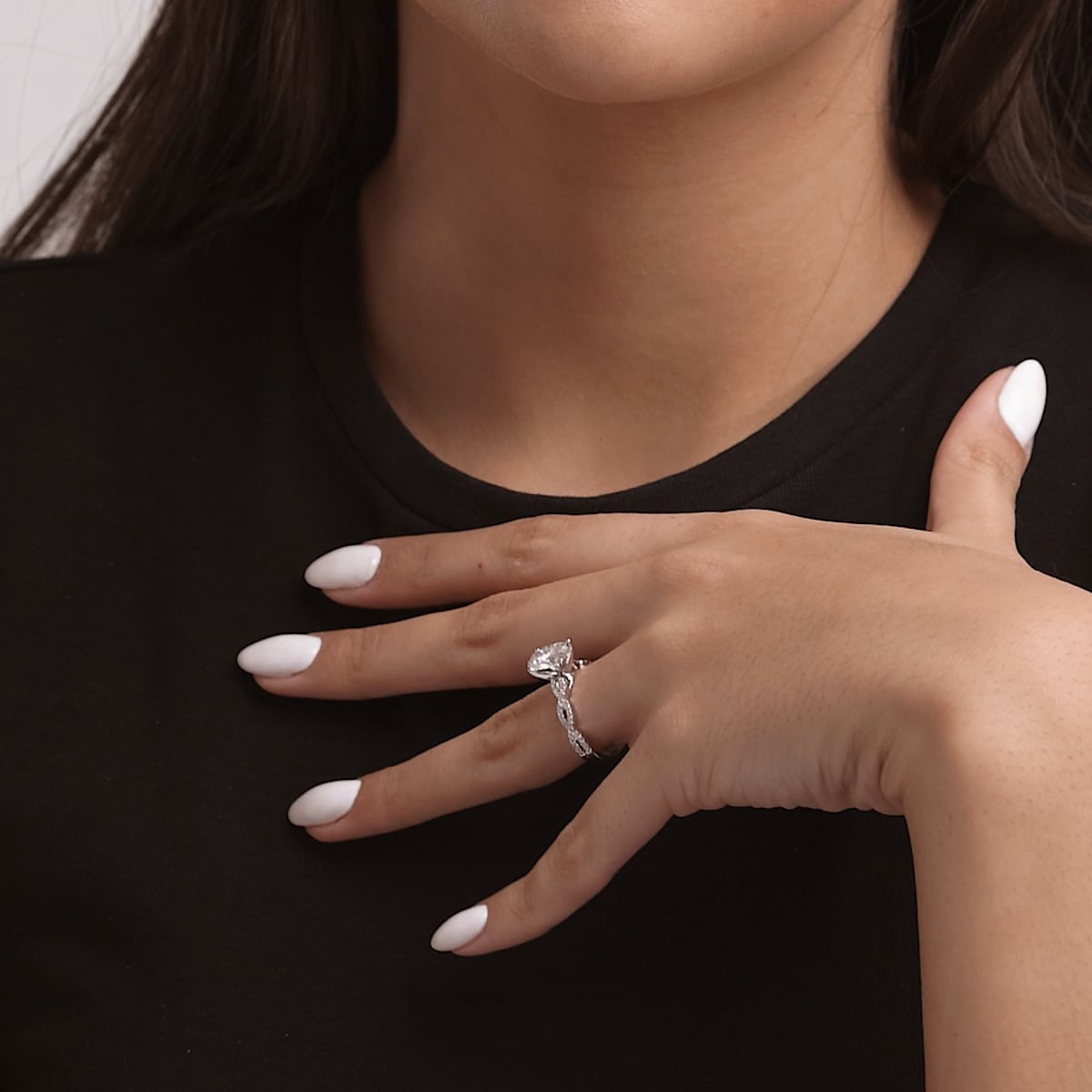 3.25 Ctw Oval Lab Grown Diamond Double Twist Engagement Ring