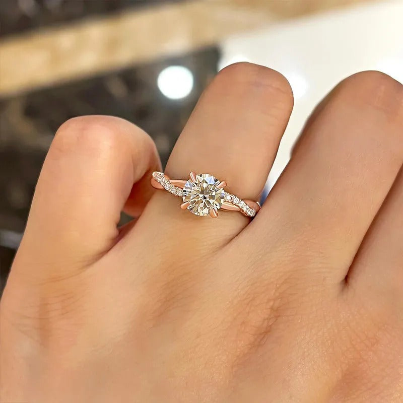 1.50 Ct Round Cut Engagement Ring With Lab-Grown Diamond Wedding Ring