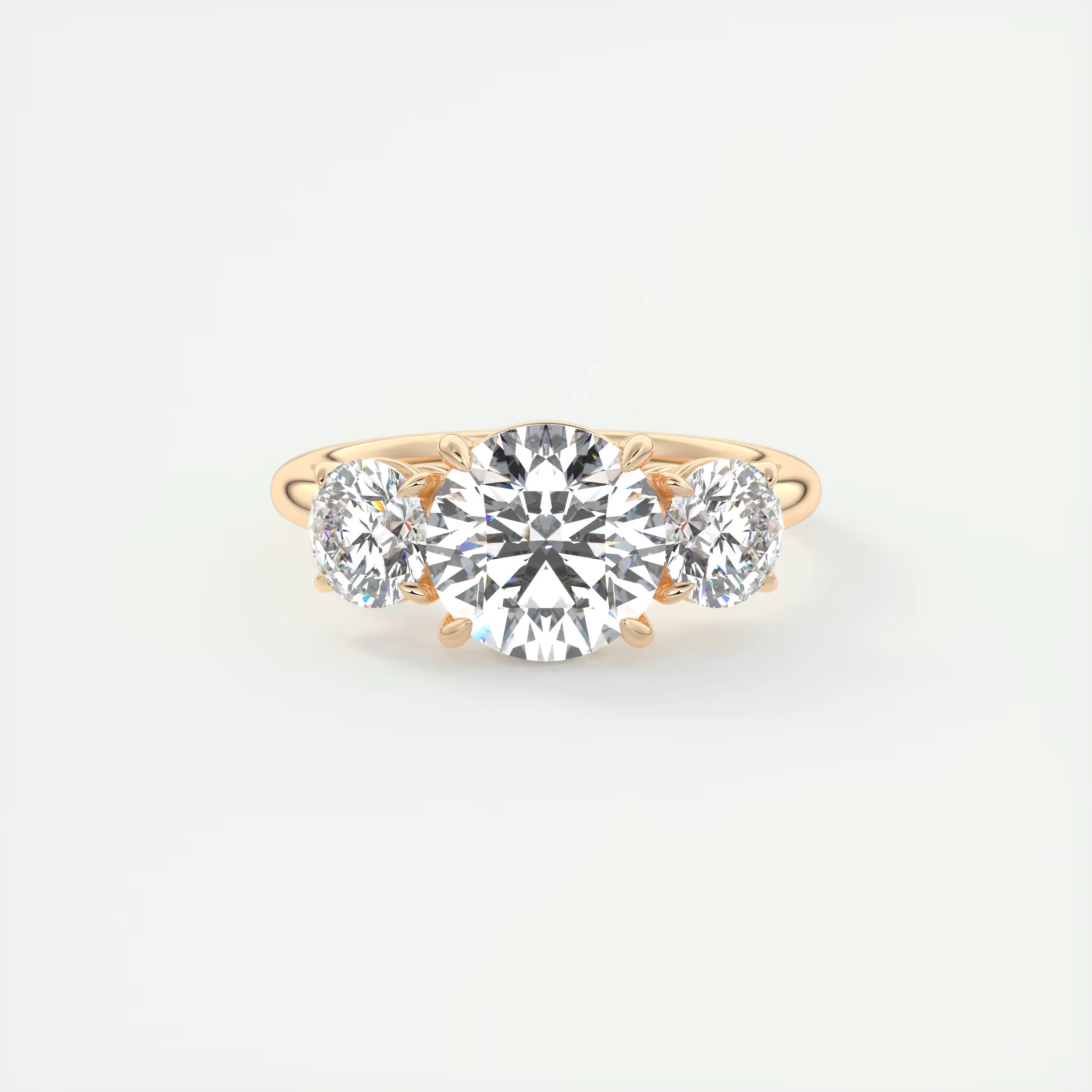 2.75 Ct Round Solitaire Ring Luxe Selene Three Stone Diamond Engagement Rings