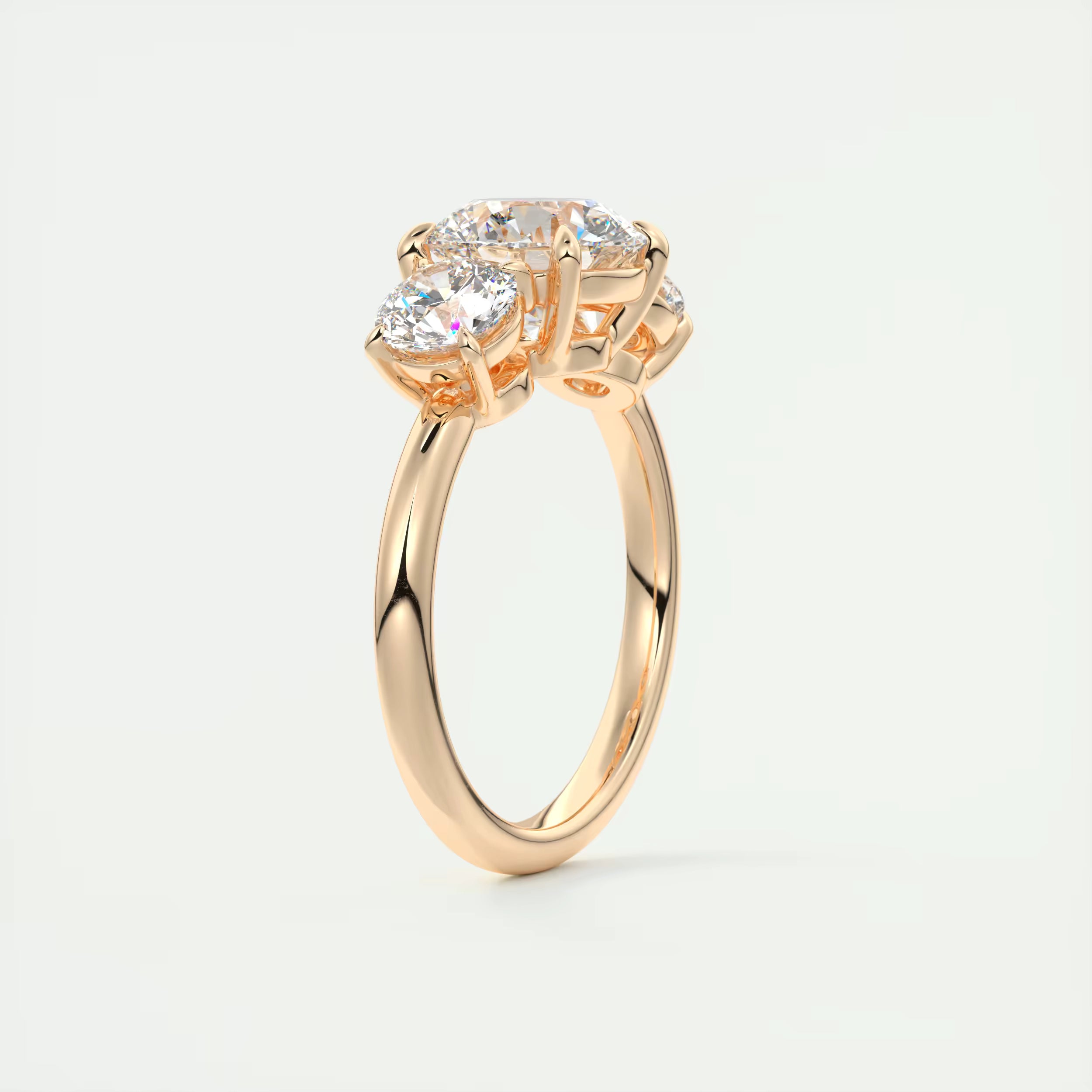 2.75 Ct Round Solitaire Ring Luxe Selene Three Stone Diamond Engagement Rings