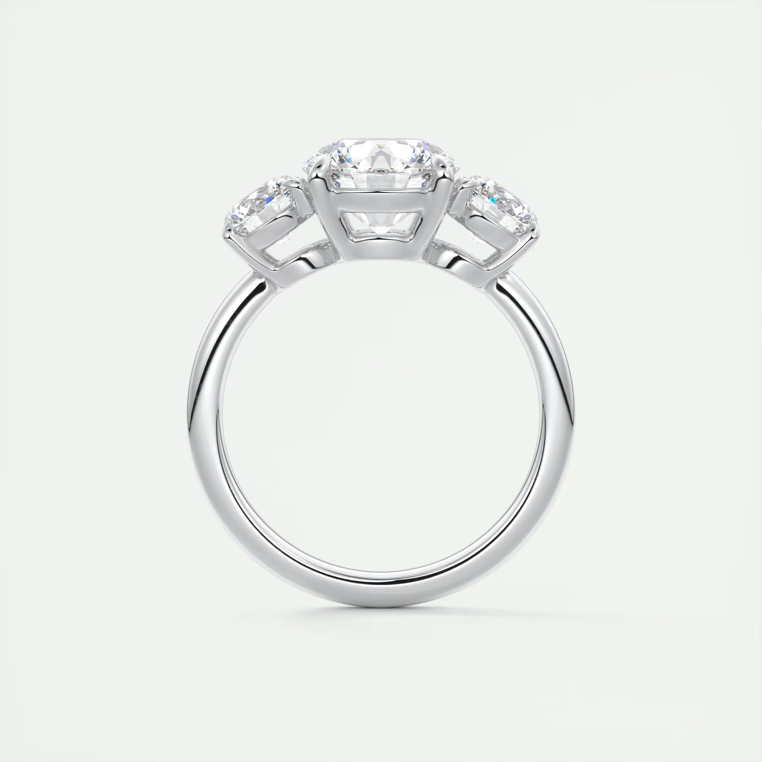 3.00 Ct Round Solitaire Ring Luxe Selene Three Stone Diamond Engagement Rings