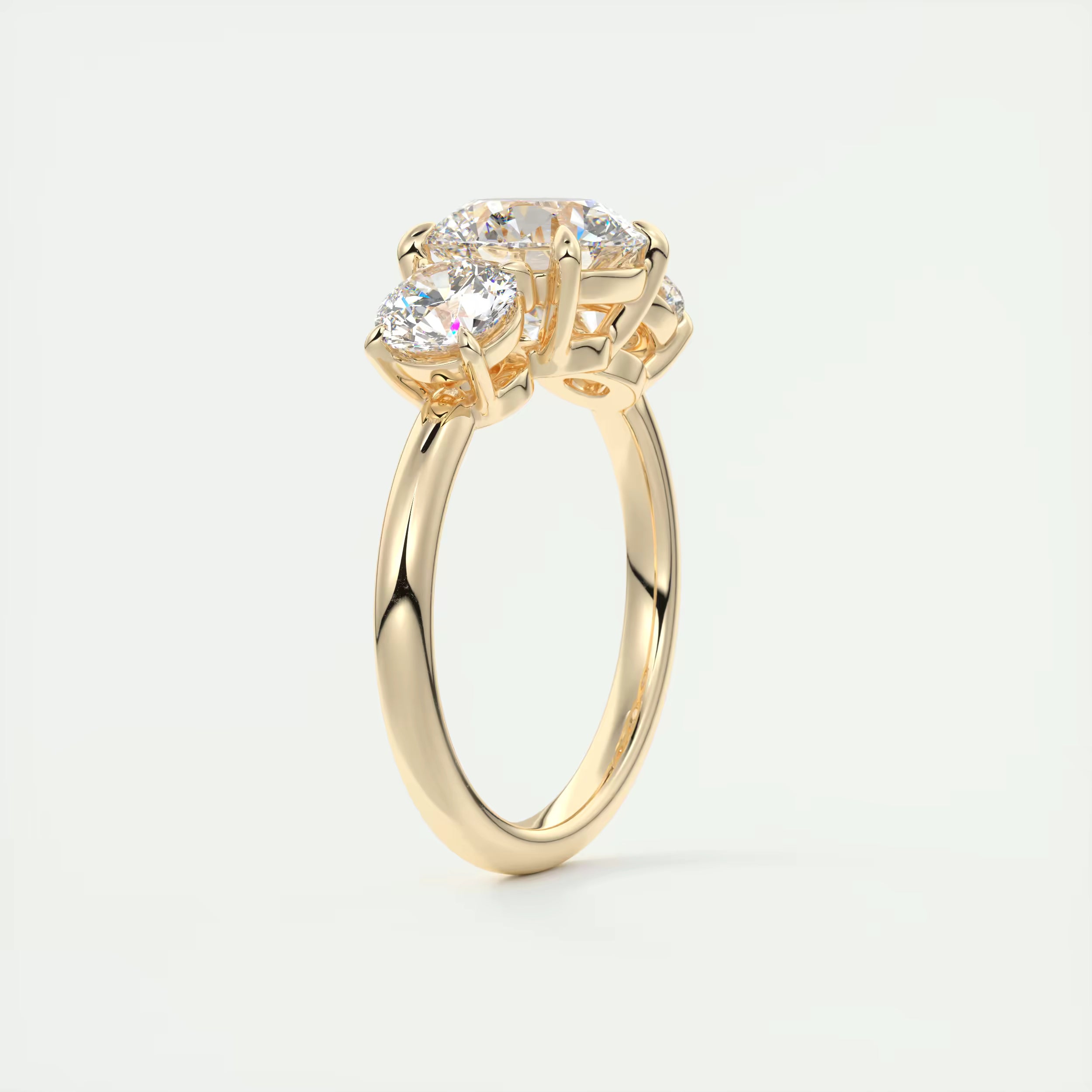 2.75 Ct Round Solitaire Ring Luxe Selene Three Stone Diamond Engagement Rings