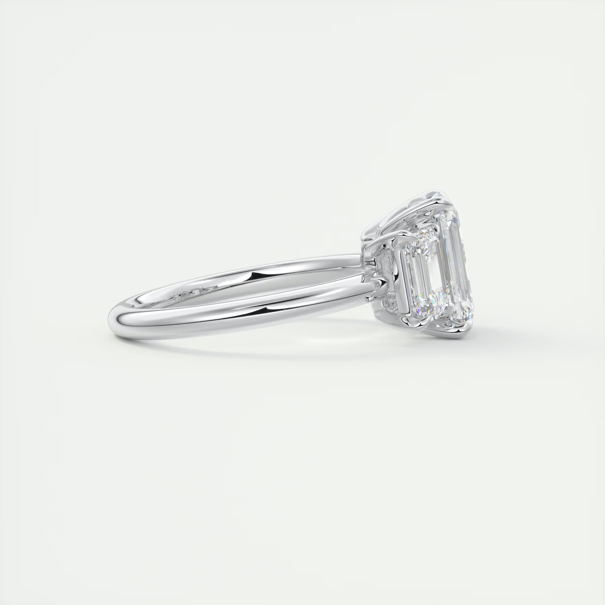 3.00 Ct Center Stone Emerald Three Stone Engagement Rings