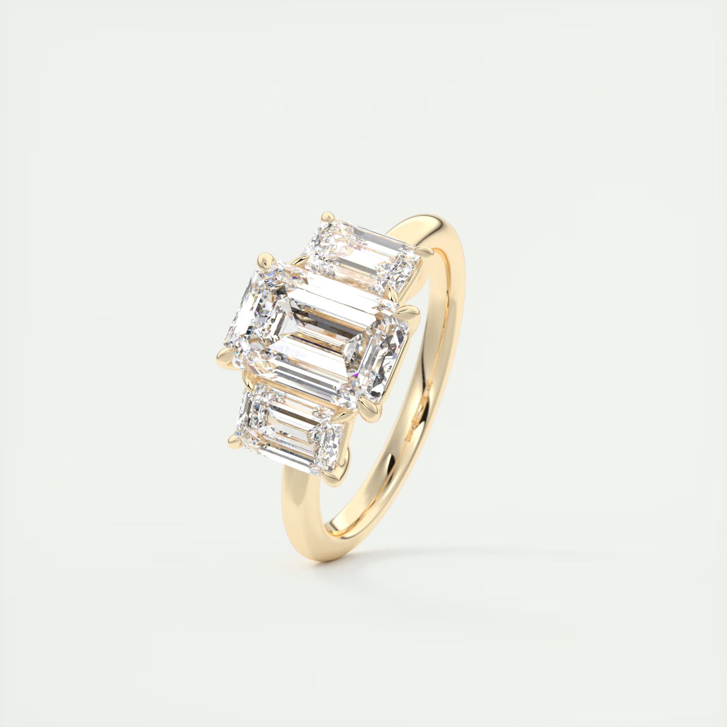 3.00 Ct Center Stone Emerald Three Stone Engagement Rings