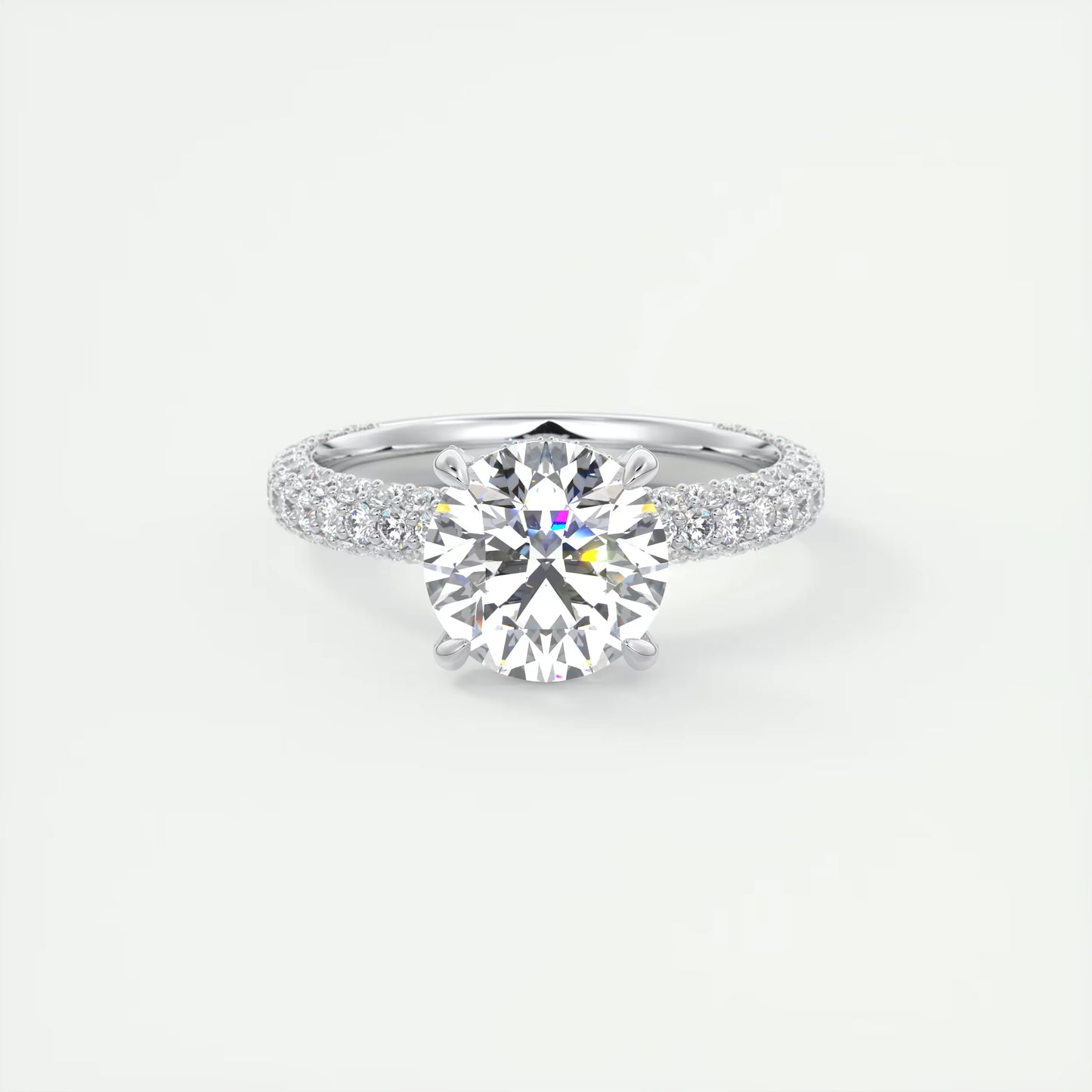 8-9 GM Round Solitaire Handmade Diamond Sets Engagement Ring
