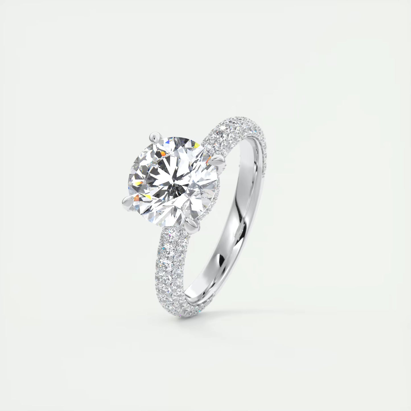 8-9 GM Round Solitaire Handmade Diamond Sets Engagement Ring