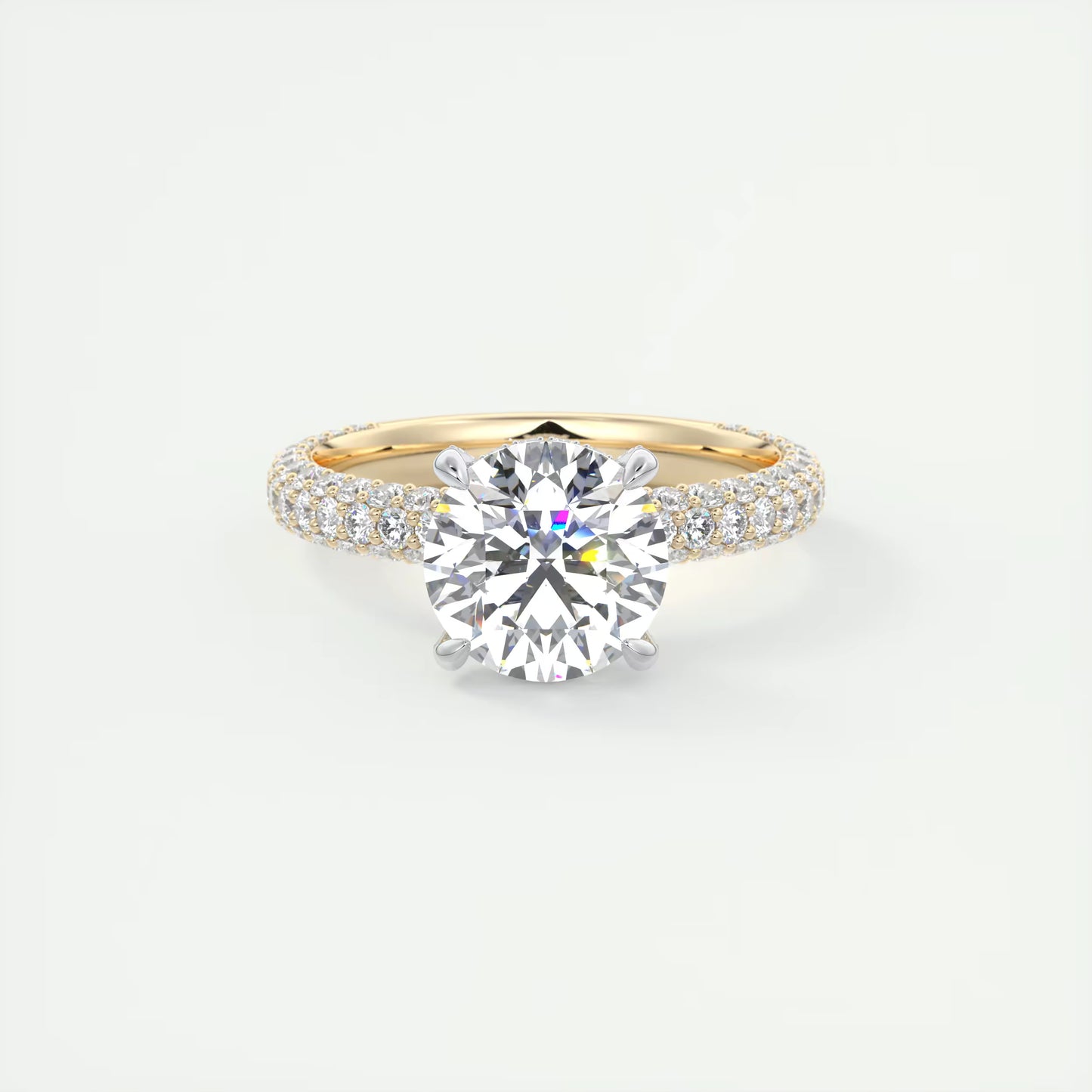 8-9 GM Round Solitaire Handmade Diamond Sets Engagement Ring