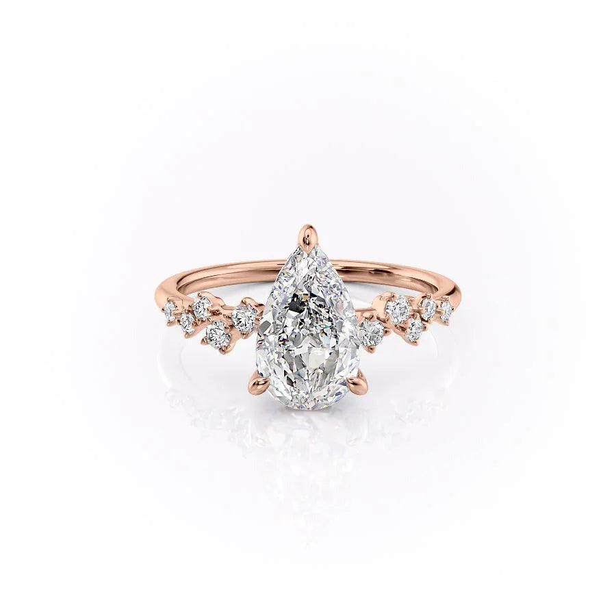 2.50 CT Pear Breathtaking Engagement Ring Hidden Halo