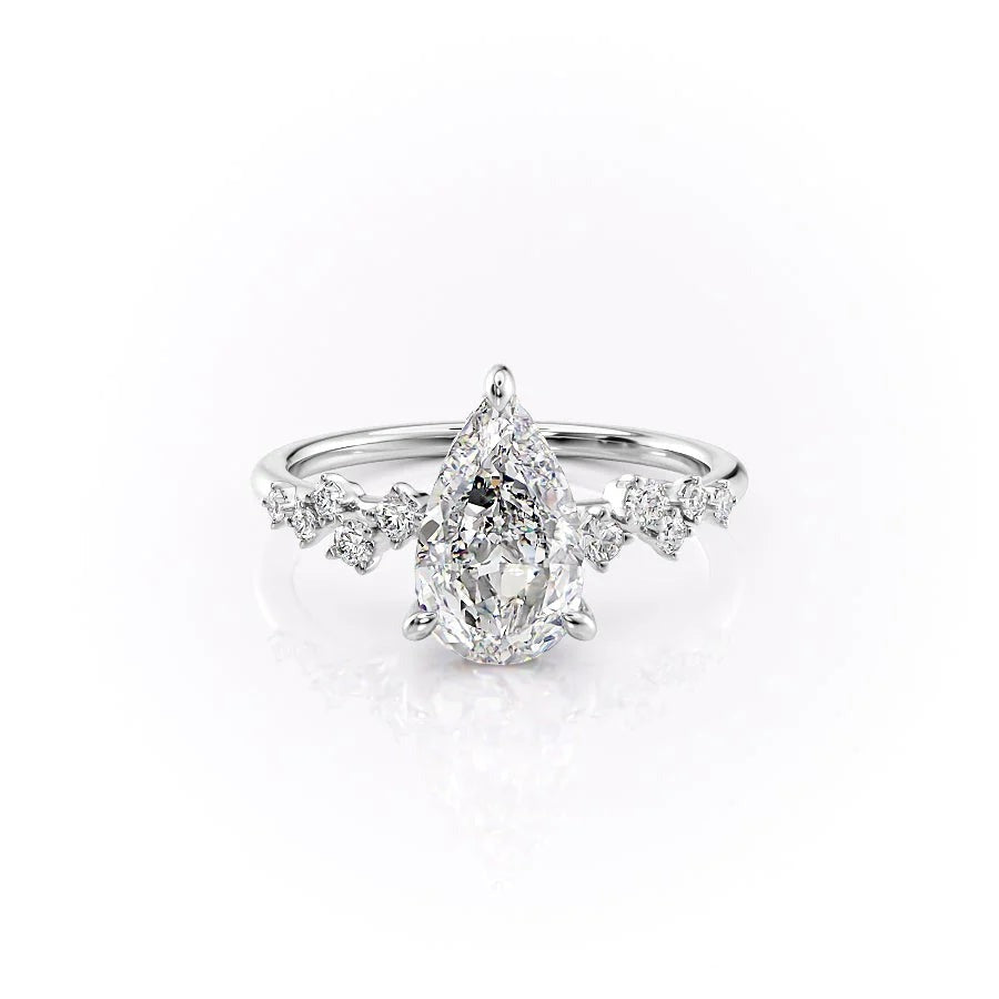 2.50 CT Pear Breathtaking Engagement Ring Hidden Halo