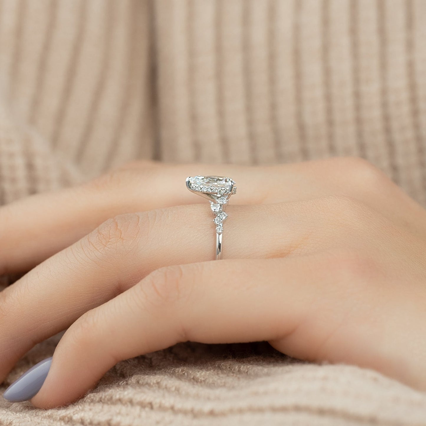 2.50 CT Pear Breathtaking Engagement Ring Hidden Halo