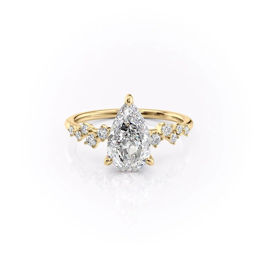 2.50 CT Pear Breathtaking Engagement Ring Hidden Halo