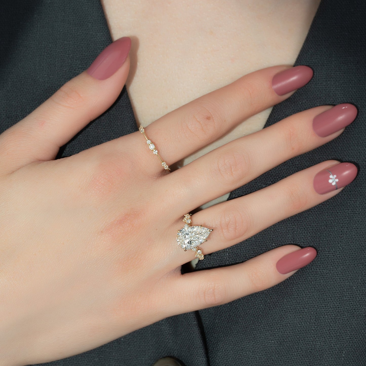 2.50 CT Pear Breathtaking Engagement Ring Hidden Halo