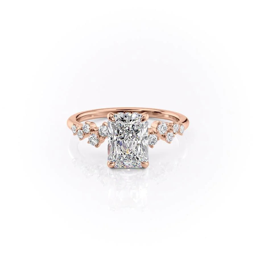 2.50 CT Radiant The Mia Engagement Ring Hidden Halo