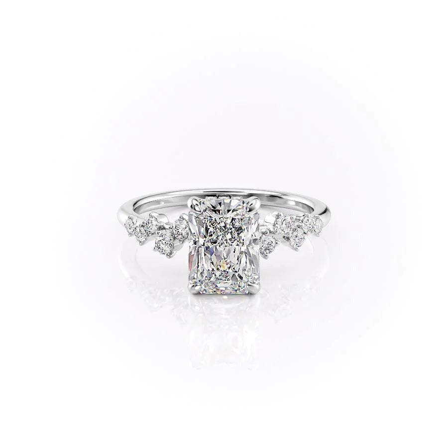 2.50 CT Radiant The Mia Engagement Ring Hidden Halo