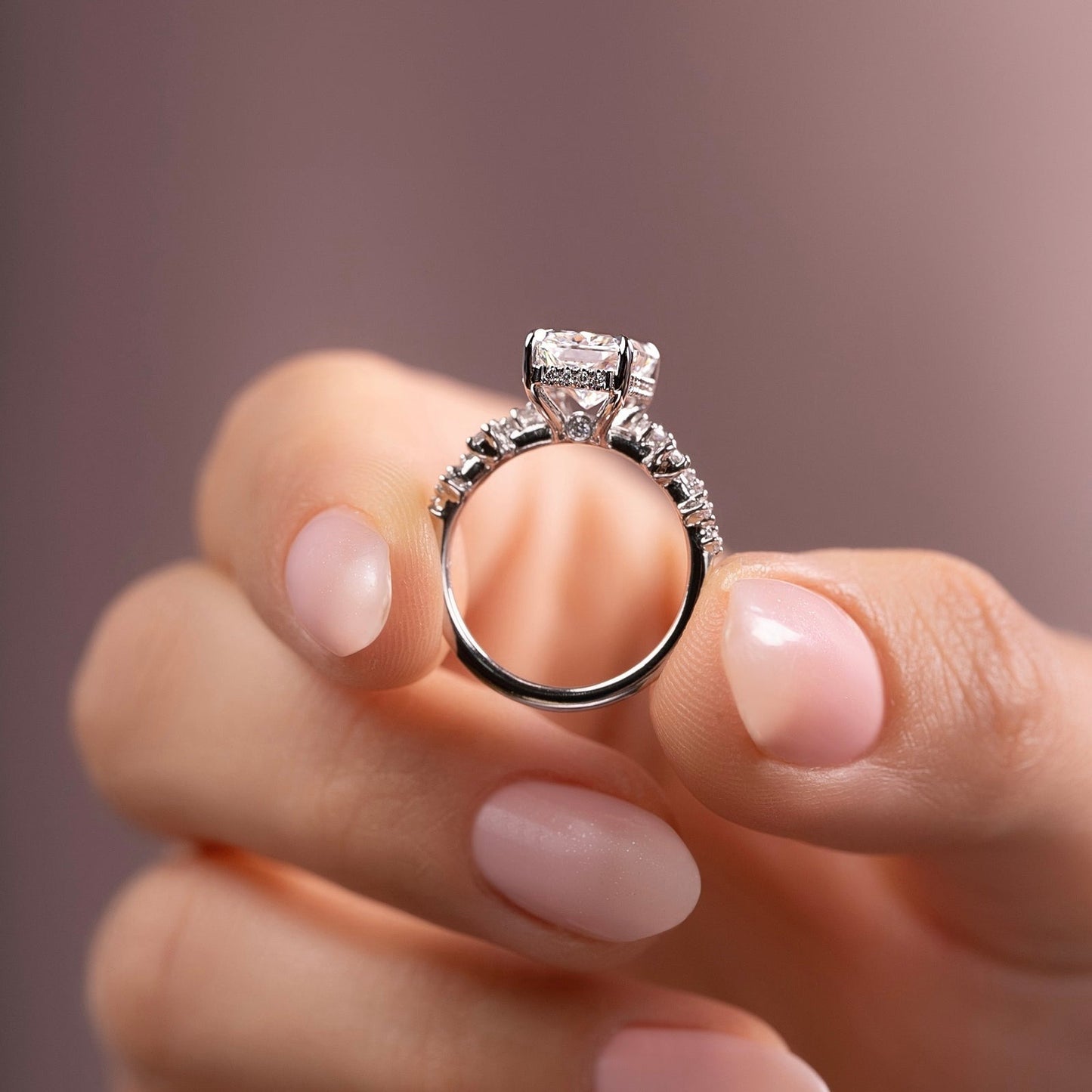 2.50 CT Radiant The Mia Engagement Ring Hidden Halo