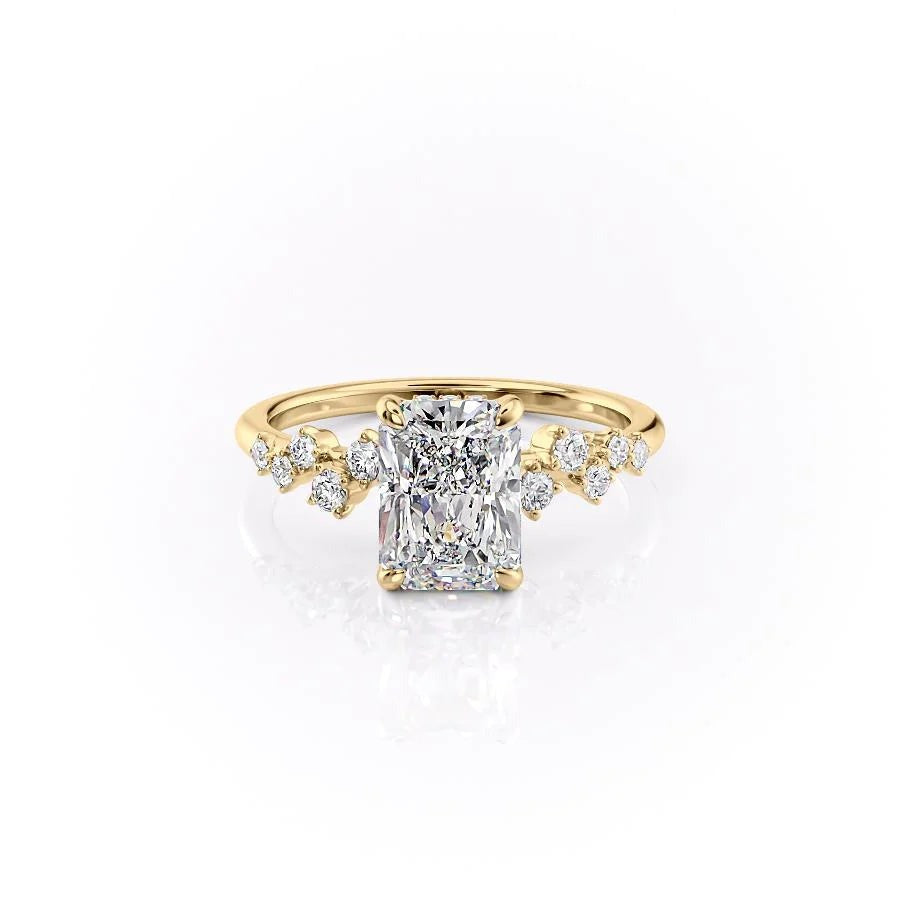 2.50 CT Radiant The Mia Engagement Ring Hidden Halo