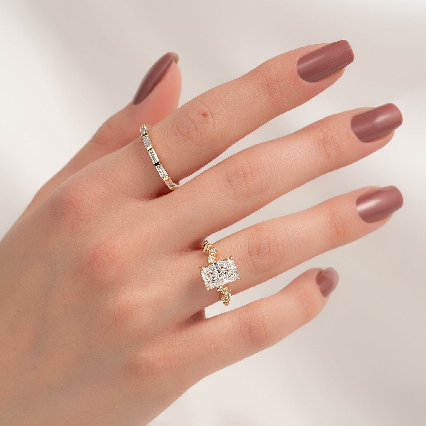 2.50 CT Radiant The Mia Engagement Ring Hidden Halo